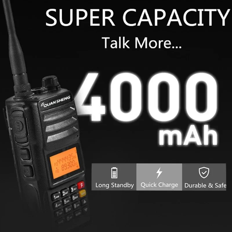 Quansheng Walkie Talkie TG-UV2 Plus Type-C Charging 10W Superheterodyne 4000mAh Portable FM RadiosLong Range Communication Radio 6