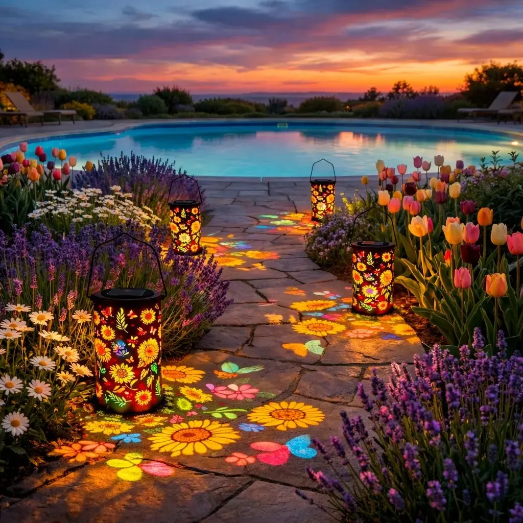 Solar Sunflower Garden Lantern