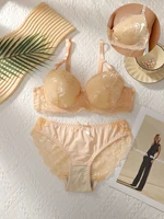 Vêtements deux pièces floraux transparents, lingerie Push Up à armatures pour femmes A2123 4