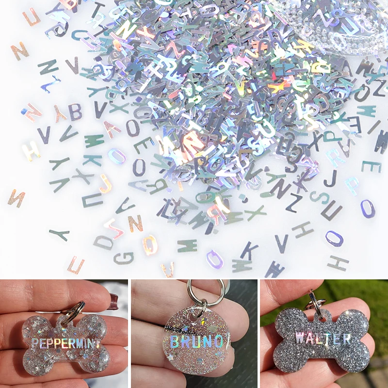PrettyG 글자 글리터 모양 대량 홀로그램 영어 알파벳 글리터 스팽글, DIY 아트 공예 네일 메이크업 장식, 1 박스