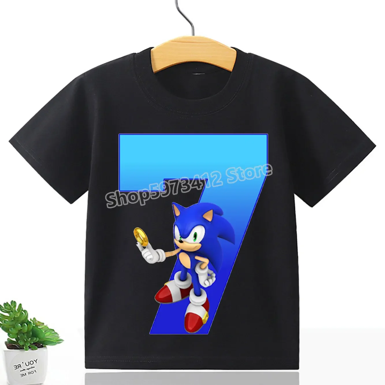 thumbnail image 1 of Camisetas de dibujos animados de Sonic The Hedgehogs para niños, camisetas con números del 1 al 9, camisetas estéticas para niños, camisetas de boutique para niños y niñas, camisetas de feliz cumpleañ, 1 of 5