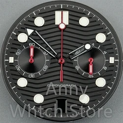 Green Luminous Chronograph Watch Dial with Date Windows, 31mm (Vk64 3B)
