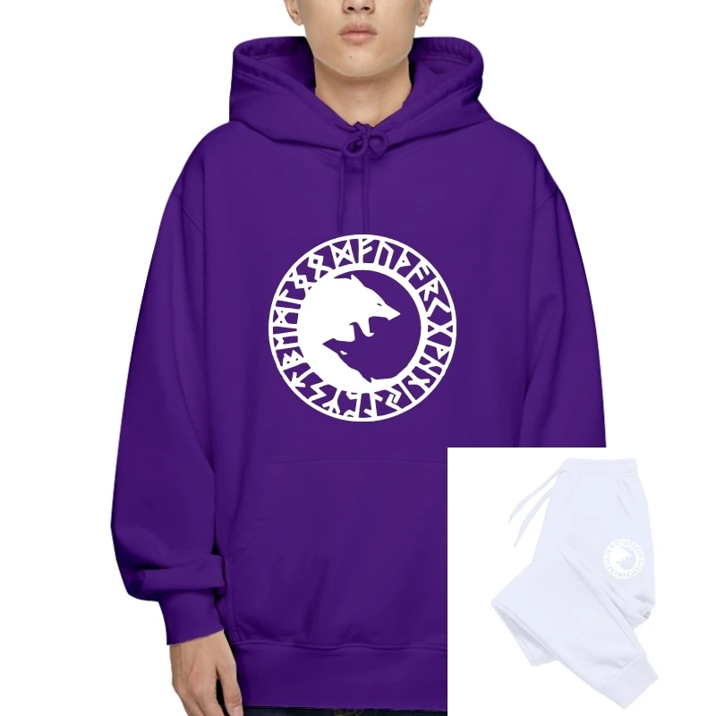 

2020 Hot Sale New Men VIKING Nordic Yin Yang Wolf Runes T-Sweatshirt Hoodies Outerwear Summer Fashion
