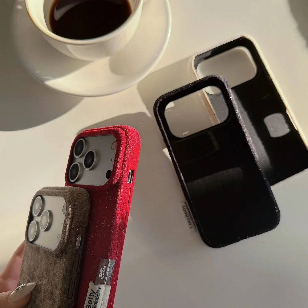 Glitter Velvet Shockproof Phone Case - Solid Color, Anti-Fall Protection, Autumn Winter Collection