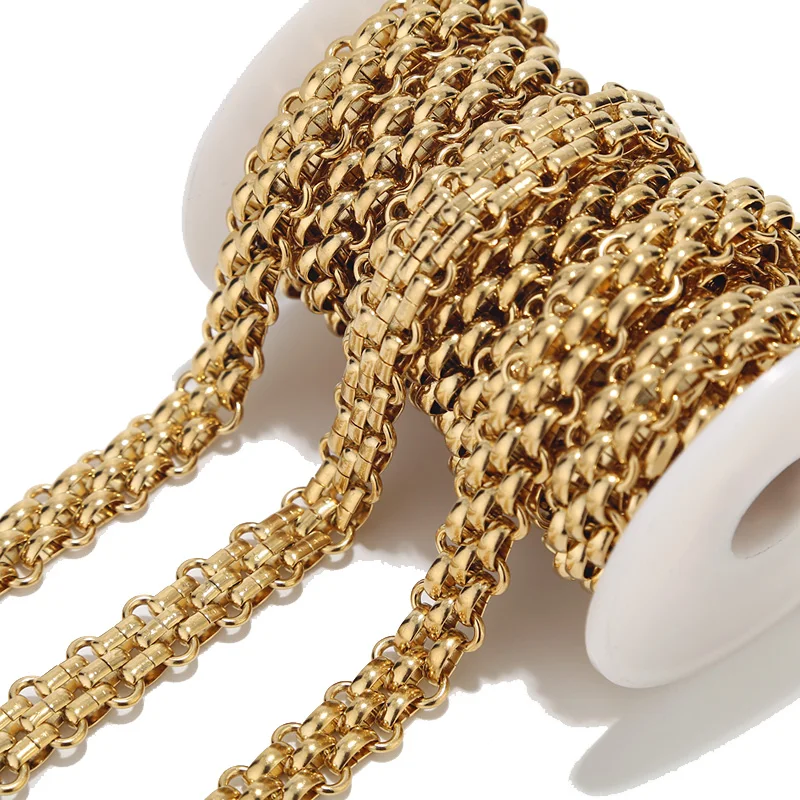 

1M 316L Stainless Steel Gold Plated 13mm Width Heavy Handmade Link Chains For Women DIY Circle Chain Necklace Jewelry Findings