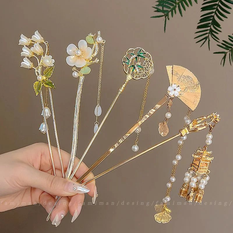 Chinese Style Tassel Hair Clip For Women Hair Stick Pins Flower Handmade Hairpins Charm Jewelry Accessories Ornaments 1PC hair accessory hair stick hair clip jewelry accessories