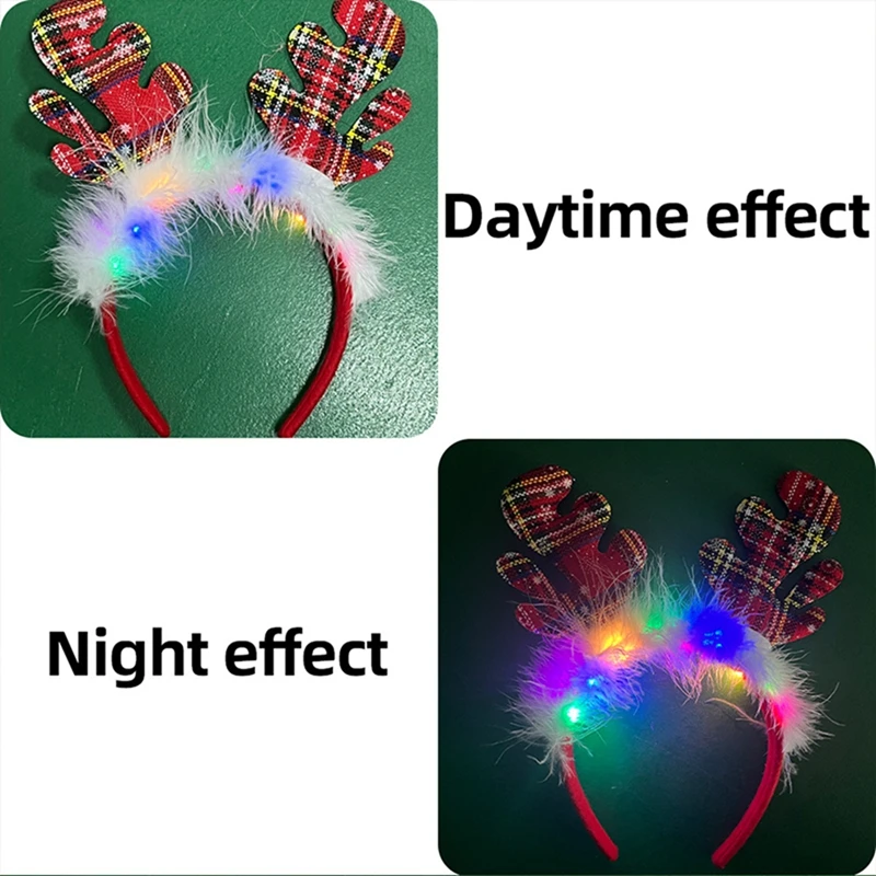 Description Picture 2 of item2025 Christmas Led Headbands Plush Hair Accessories Antlers Deer Ear Hair HoopLed Glowing Headband Xmas Festival Photo Props 머리띠