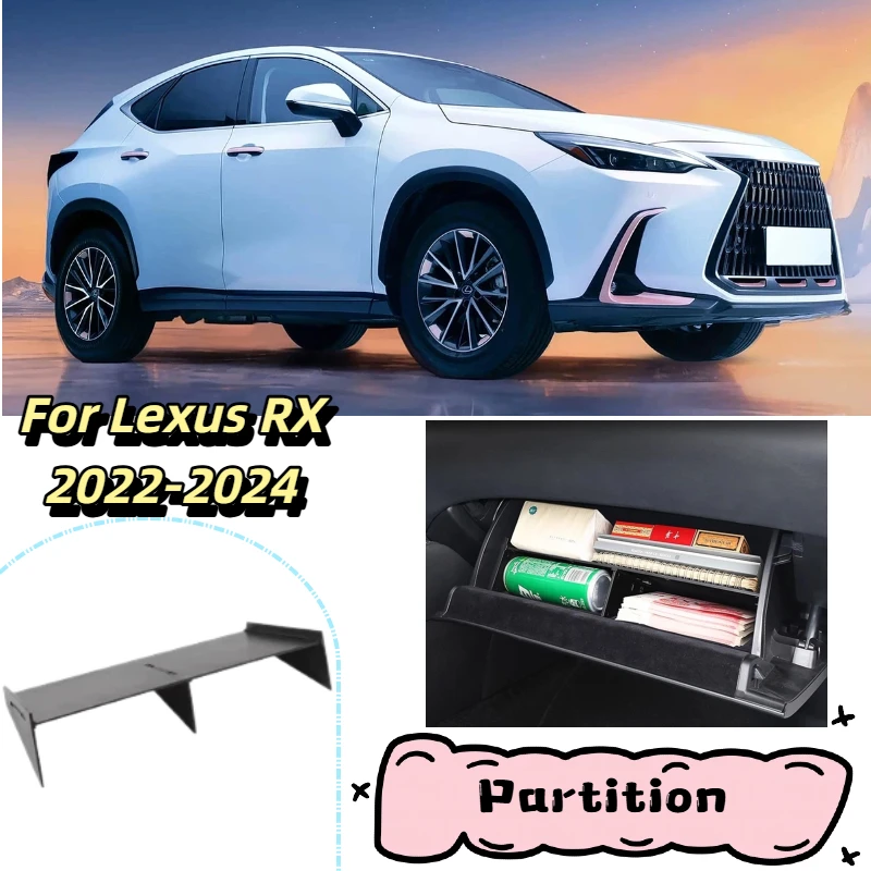 Car Glove Box Organizer Passenger Partition Copilot Storage Tidying Trim Fits For Lexus RX 2023-2024 NX 2022-2024 Accessory