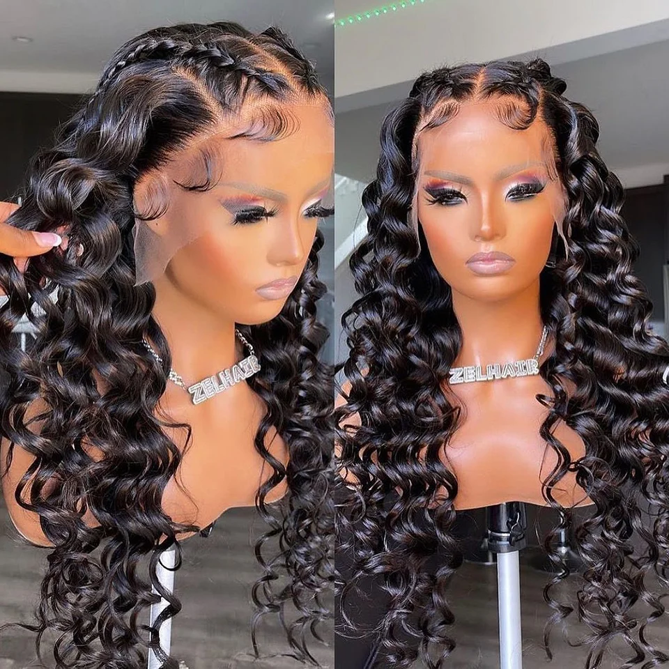 200 Density Silk Top Curly Transparent Lace Frontal Wig Human Hair Wigs Loose Deep Wave 5x5 Glueless Lace Closure Wigs for Women