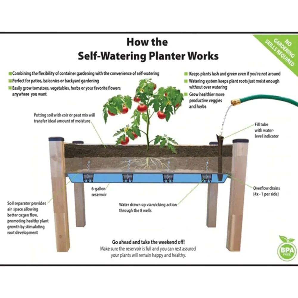 Elevated Cedar Self-Watering Planter with Greenhouse Cover 5