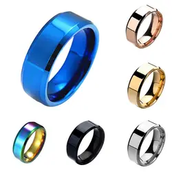 Fashion Men’s Silver Color Black Stainless Steel Mirror Ring Classic Metal Wedding Engagement Ring For Man Jewelry Band Ring
