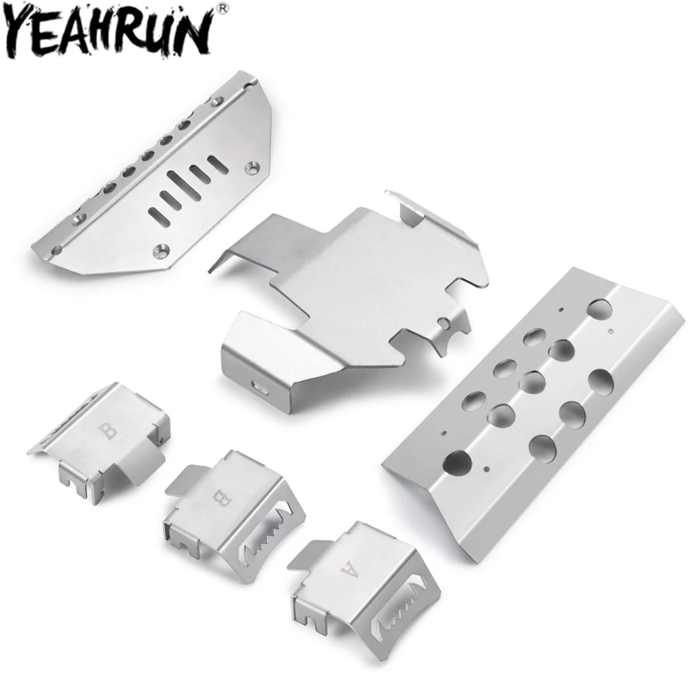 8Pcs Stainless Steel TRX6 Chassis Armor Skid Plate Set - Portal Axle Protector, Battery Tray For 1/10 TRX-6 G63 6X6 RC Crawler - View #3