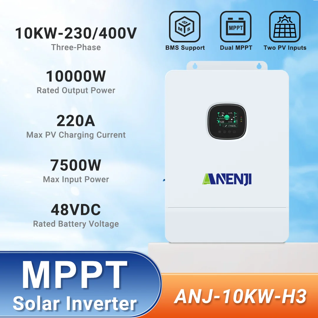 Inverter Solare 10Kw Onda Sinusoidale Pura Off-Grid Hybrid 800Vdc 2Pcs Regolatore Di Carica Solare Mppt 220A 1/3-Phase 230V/400Vac