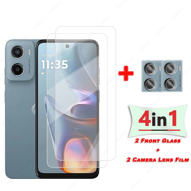 HD Clear Protective Film and Tempered Glass Screen Protector with Camera Lens Protection
