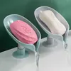 2pcs Drain Soap Holder Leaf Shape Soap Box Suction Cup Tray Drying Rack for Shower Sponge Container Kitchen Bathroom Accessories 1