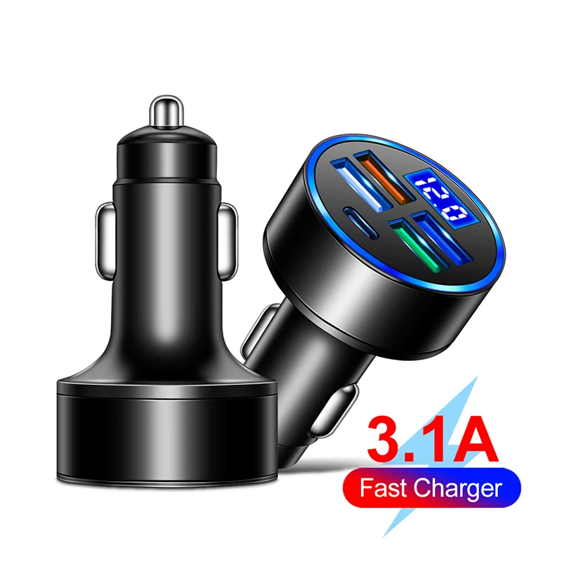 Mini Fast Car Charger LED 5 Ports USB Quick Charge