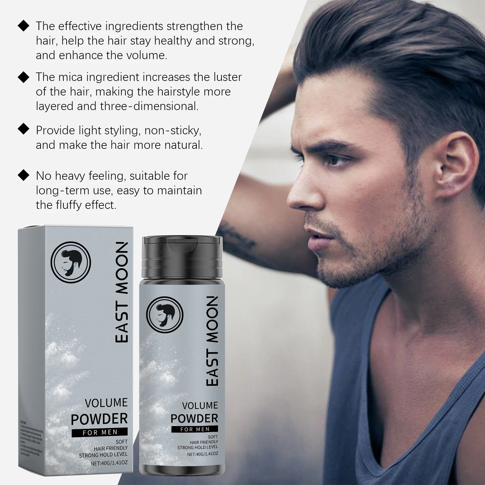 East Moon Volume Powder For Men Long Lasting Keeping Improve Volumizing Keep Fluffy All Day No Mess for Hair Styling Powder view 6