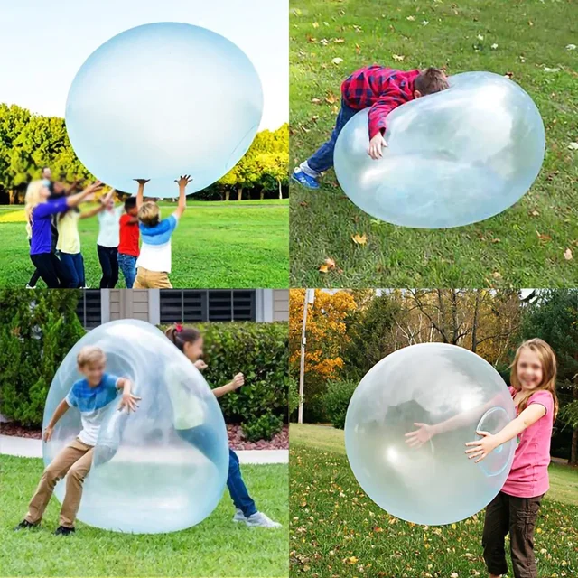 Kids Blow Up Balloon Toy Children Outdoor Soft Air Water Filled Bubble Ball Fun Party Game Summer Gift Inflatable Elastic Ball 2