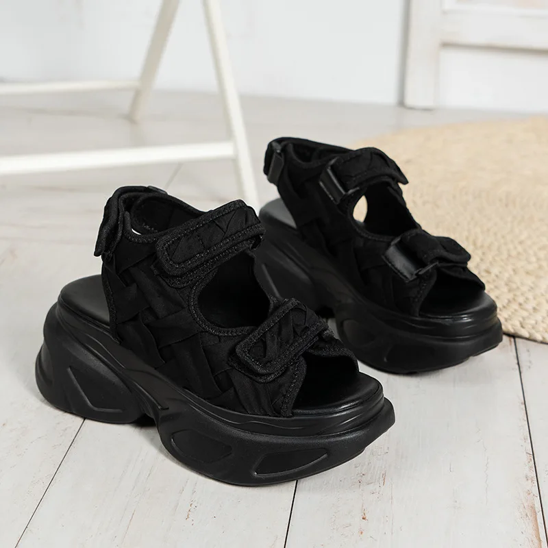 White Platform Sandals Women Chunky Thick Sole Sandals Summer Fish Mouth Sandals Height-raising Wedge Beach Shoes Woman Sandal