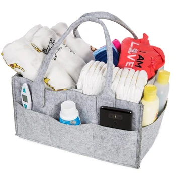 Borsa Fasciatoio in Feltro con Tasche Organizer, Borsa Portatile per Mamma e Bambino, Organizer per Pannolini