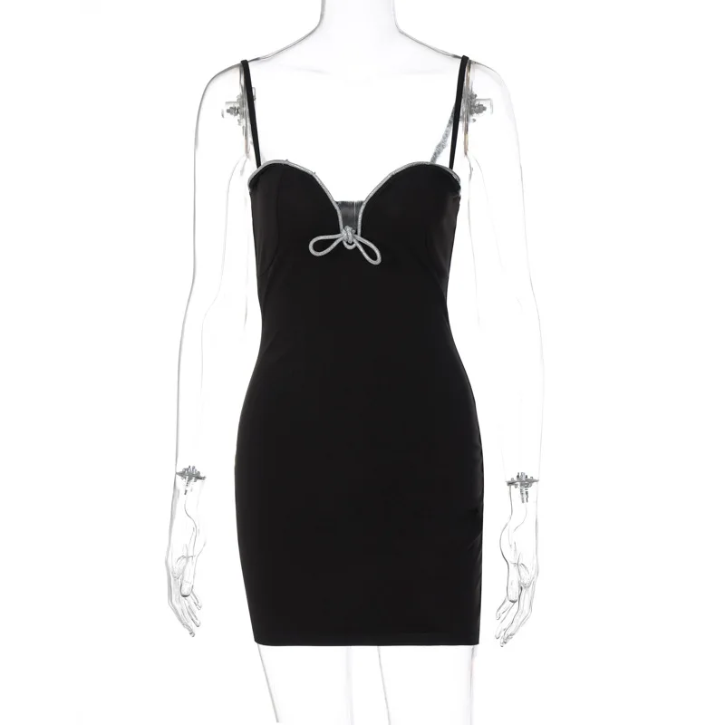 Vestido mini ajustado con cuerda plateada para mujer, vestido veraniego ajustado con escote en V profundo y cintura alta, vestidos sexis de fiesta para mujer, vestidos de verano para chicas atractivas.