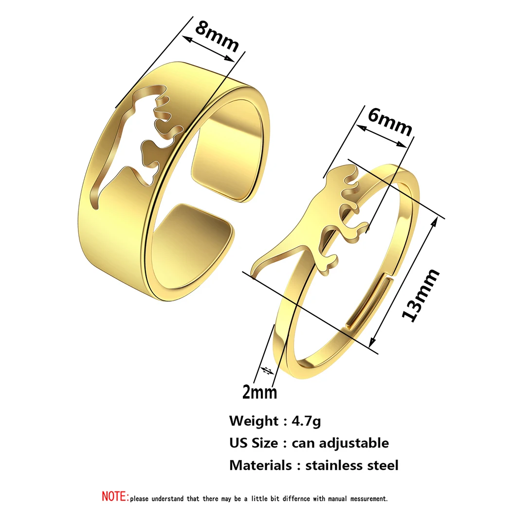 Chandler Stainless Steel T-Rex Dinosaur Ring Alternative Engagement Ring Boyfriend Husband Gift 3