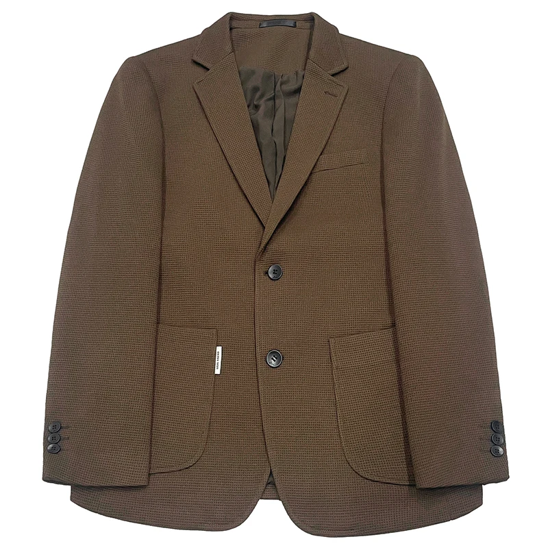 2024 High quality fashion handsome spring and autumn hot sell Waffle suit men's senior sense plaid suit green coat 5