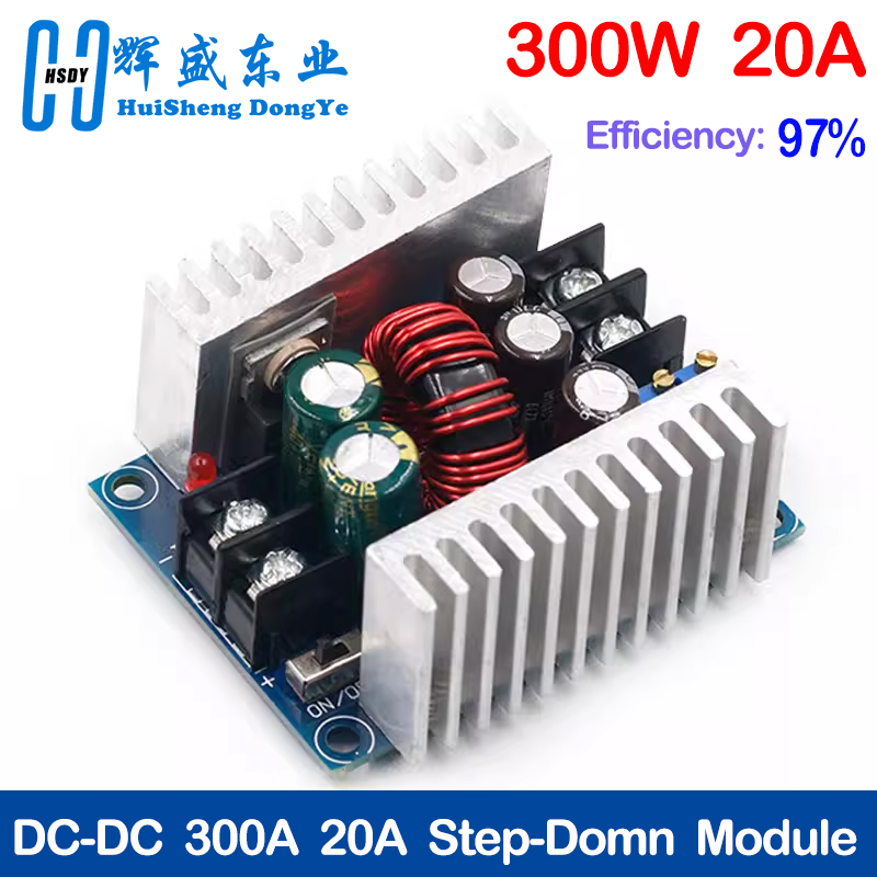 300W 20A DC-DC Buck Converter Step Down Module Constant Current LED Driver Power Step Down Voltage Module Electrolytic Capacitor