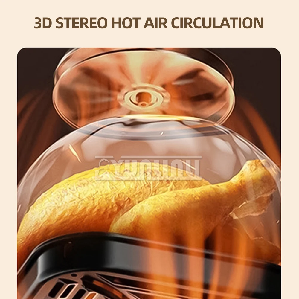 Household Intelligent Large Capacity Air fryer Multifunctional Electric glass Visual Air fryer
