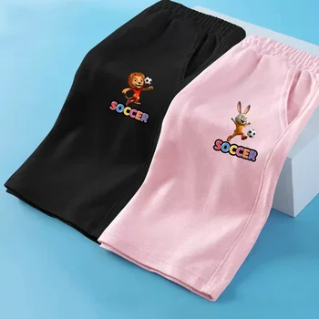 2026 summer football sweat shorts for boys girl animal cartoon cute knit shorts children cotton pants 3 14t