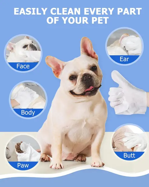 Cleaning Wipes Gloves for Dog and Cat,Pet Bathing Wipes Cleaning & Deodorizing,Dog Wipes for Body Paws Butt Daily Care,Cat Groom 2