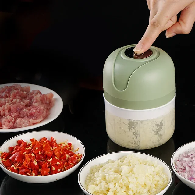 USB Wireless Electric Garlic Masher 250ml Press Mincer Vegetable Chili Meat Grinder Food Chopper Kitchen Accessories 6 Blades 1