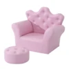 Kids Sofa Set with Footstool, Princess Sofa with Diamond Decoration, Pink 1