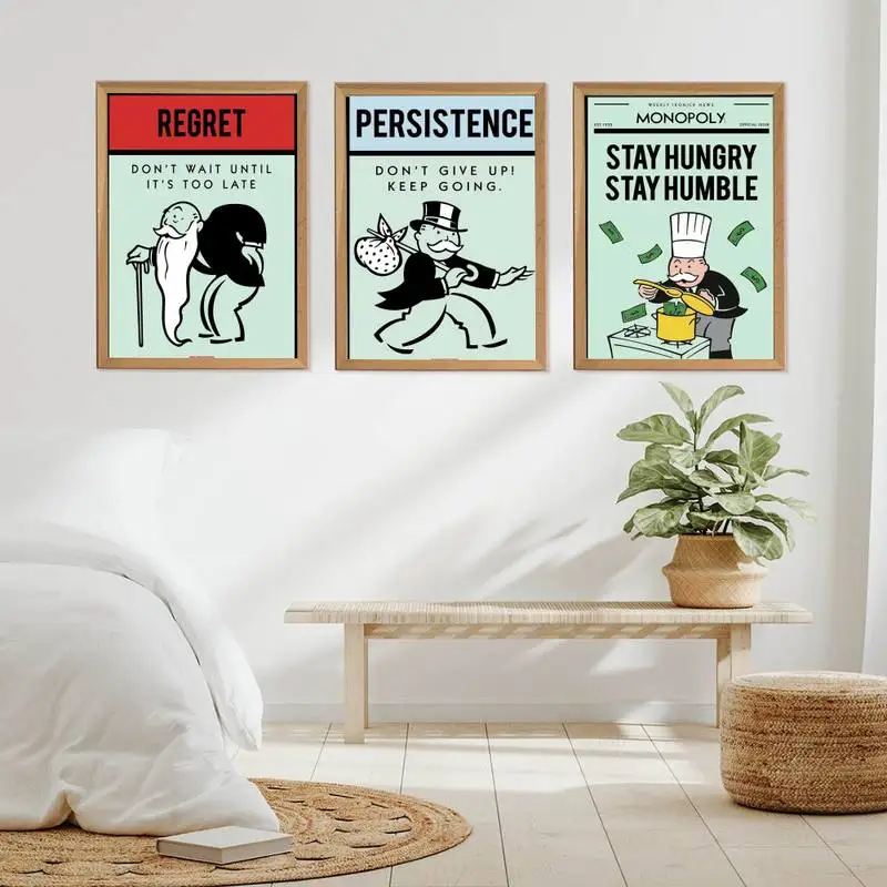 Monopolio Millionaire Dollar Money Diy Poster Carta Kraft Vintage Poster Wall Art Painting Study Stickers Big Szie Wall Painting