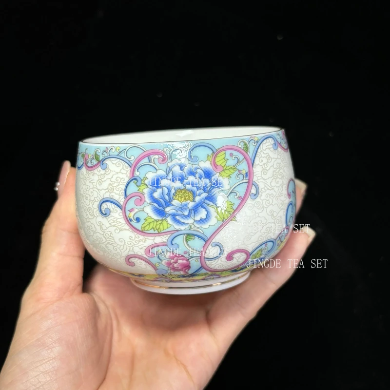 1PCS High-end exquisite ceramic tea set Handmade filter teapot enamel covered bowl teacup traditional porcelain tea accessories