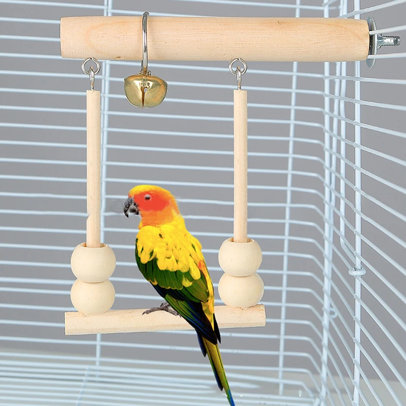 Bird Swing Toys Wooden Parrot Perch Stand Playstand Exercise Climbing Playstand Hanging Ladder Bridge Pet Parrot Hammock Parrot Toy Bird Toy Bird Cage Accessories Bird Perch Stand Bird Swing Toy