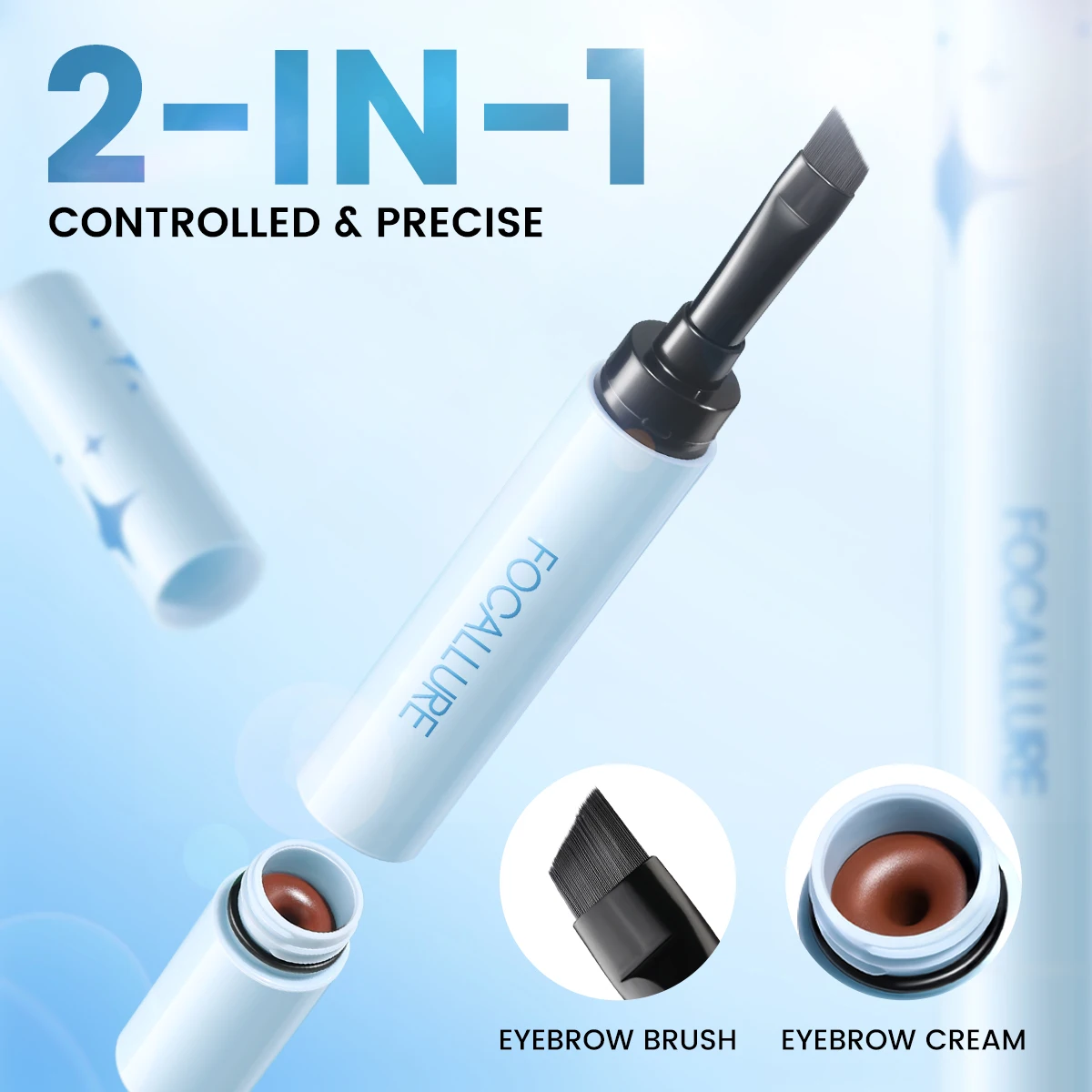 FOCALLURE 3D Eyebrow Gel Cream 2 In 1 Eyeliner Pencil 3 Colors Waterproof Long-lasting Eyebrow Pomade Enhancers Makeup Cosmetics 4