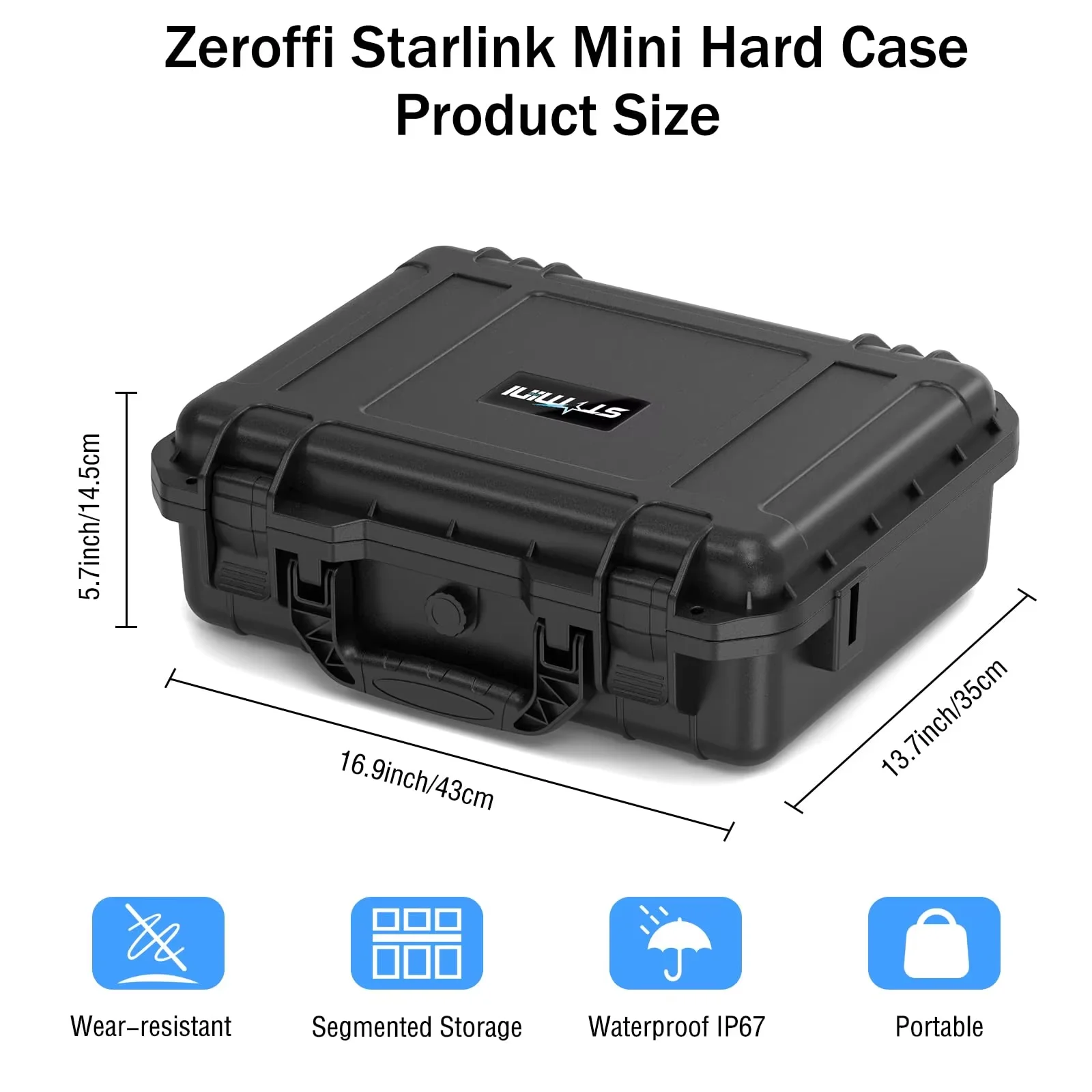 Starlink Mini Case, WaterProof, Carry Carrying Bag, Dish Kit Storage Box Backpack Premium Quality Hard Shell Protection Impact Absorbing Foam Interior Black Starmini - View #3