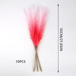Set of 10 Artificial Pampas Grass Stems for Elegant Floral Arrangements and Home Decor (Red white)