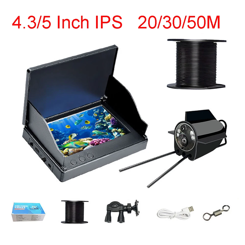 Caméra de pêche sous-marine IPS 15-50m écran 4.3" vision nocturne angle 220° détecteur HD