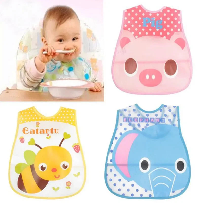 

12pc/Lot Baby Bibs EVA Waterproof Lunch Boys Girls Infants Cartoon Pattern Burp Cloths for Children Self Feeding Care