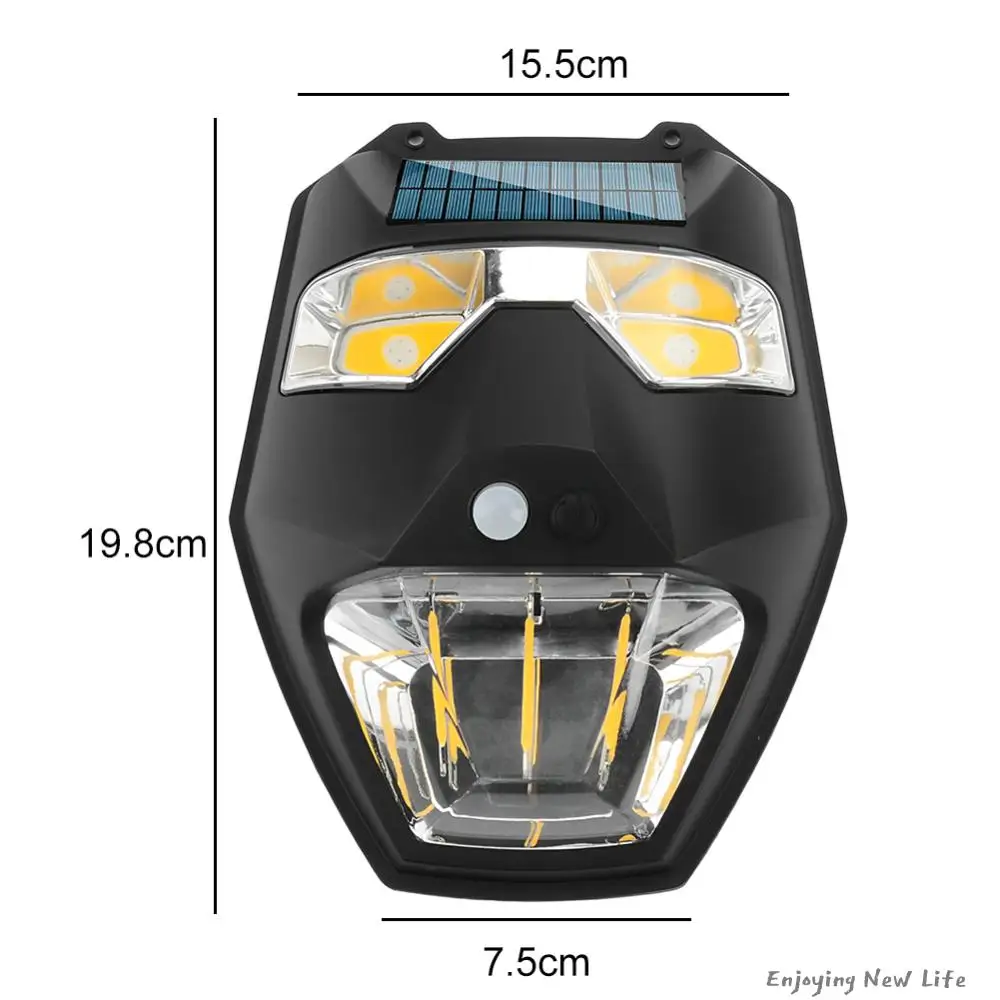 Description Picture 5 of itemOutdoor Solar Tungsten Wire Wall Light 5 Modes COB+LED Mask Warning Light Motion Sensor Wall Lights for Garden Villa Patio Yard