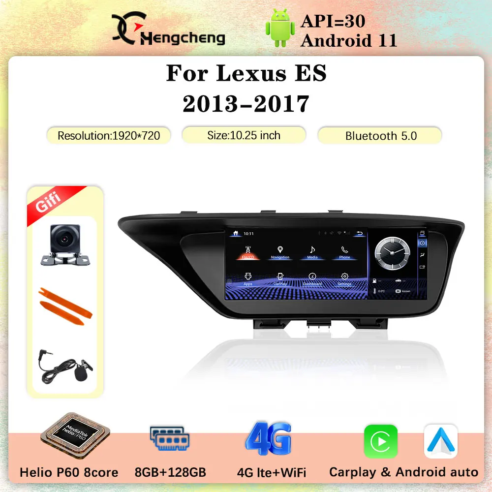 

10.25 Inch For Lexus ES 2013-2017 Car Multimedia Video Player GPS Navigation Android 11 8Core 8+128G Carplay Radio Stereo 4G