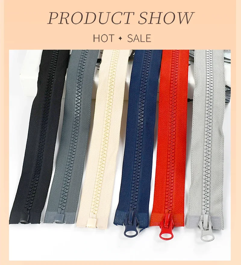 Description Picture 6 of item1Pc 8# Resin Zipper 50-100cm Auto Lock Single/Double Slider Zippers for Jacket Long Zips Repair Kit Clothing Sewing Accessories