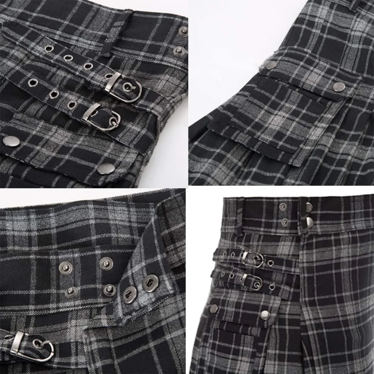Men's Scottish Festive Skirt Men's Check Contrast Pleated Skirt 6