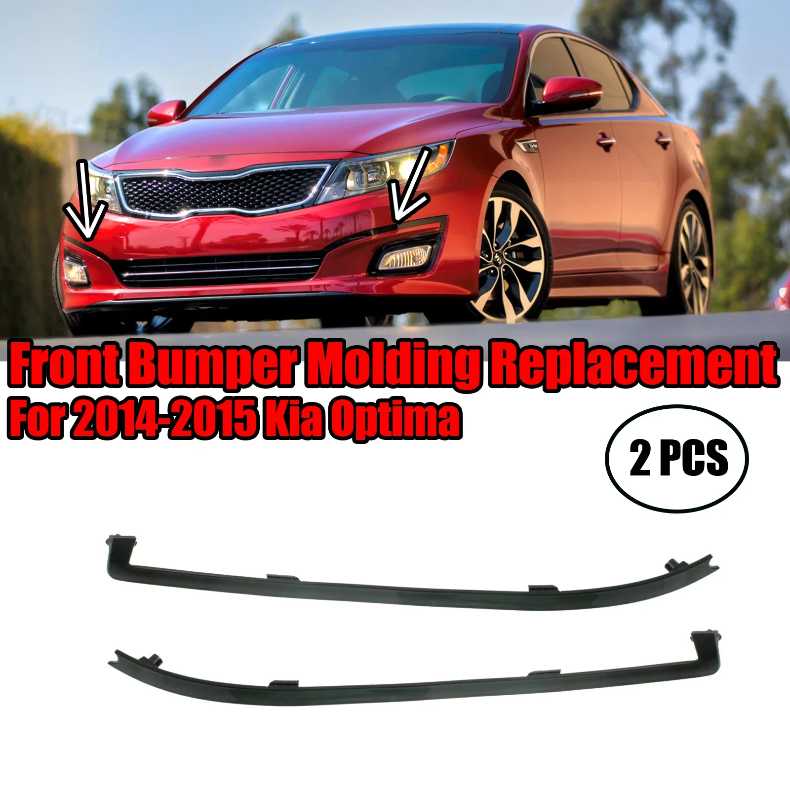 

Пара молдинговых крышек переднего бампера автомобиля для Kia Optima 2014-2015, левый и правый пассажирский стороны, сменная отделка, матовый черный