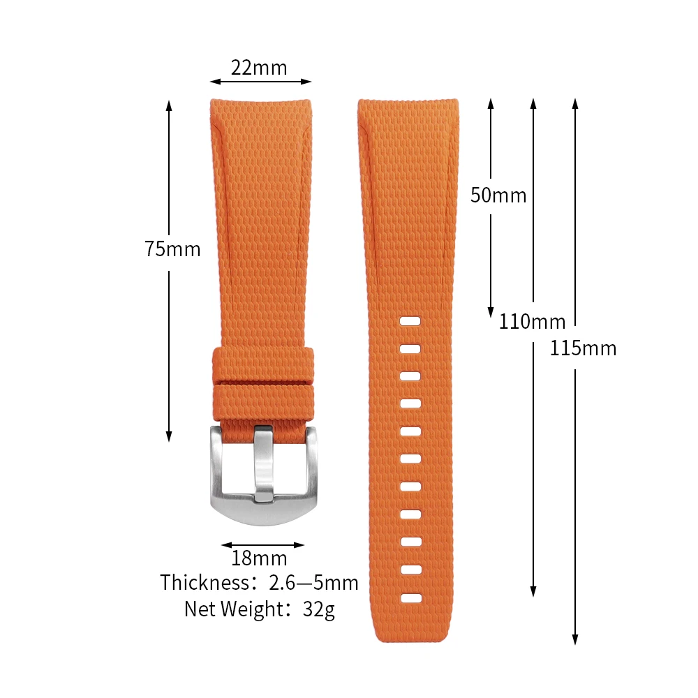 Premium Curved End Rubber Watch Strap - Versatile Style