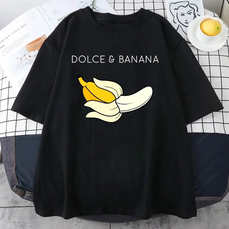 

Dolce Banana Creative Print Funny Man T-Shirts Fashion O-neck Soft Short Sleeve Breathable Soft Comfort Clothes Casual Mens Tops