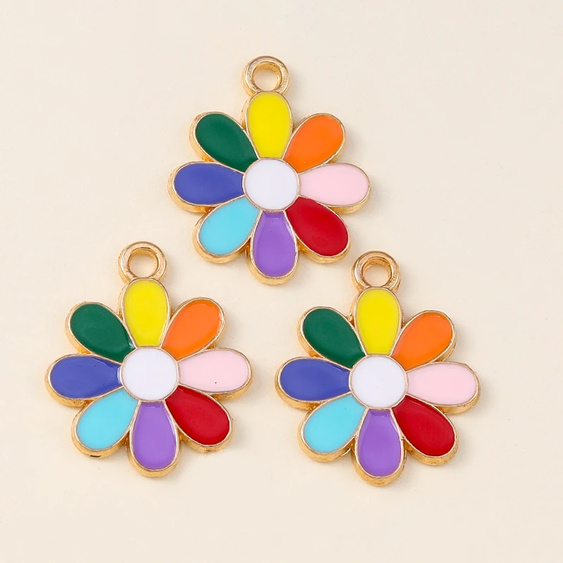 Duarte 20 Teile/los Mix Rote Emaille Blume Charms Anhänger für Schmuck Machen Tropfen Ohrringe Halsketten Armbänder Zubehör DIY Geschenk – Detail 27