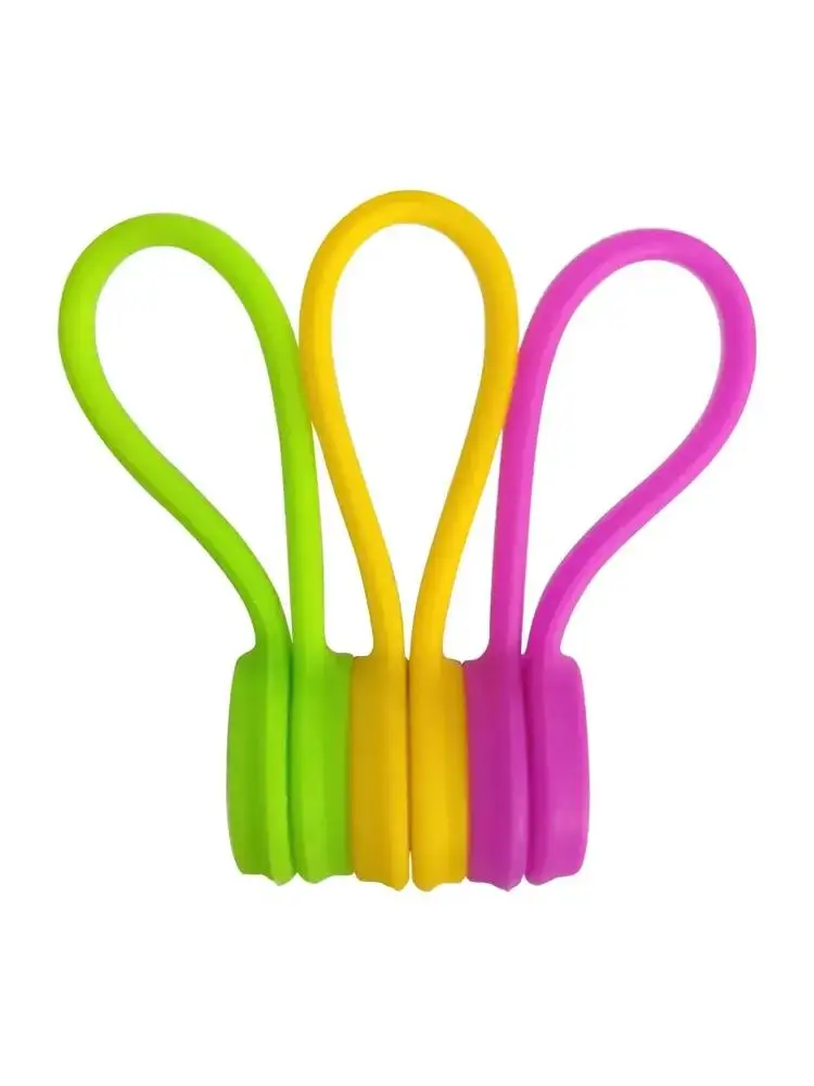 Silicone Magnetic Cable Ties Silicone Management Ties Magnet Twist Ties Reusable Cord Clips Bundling Organizing Headphones Cord